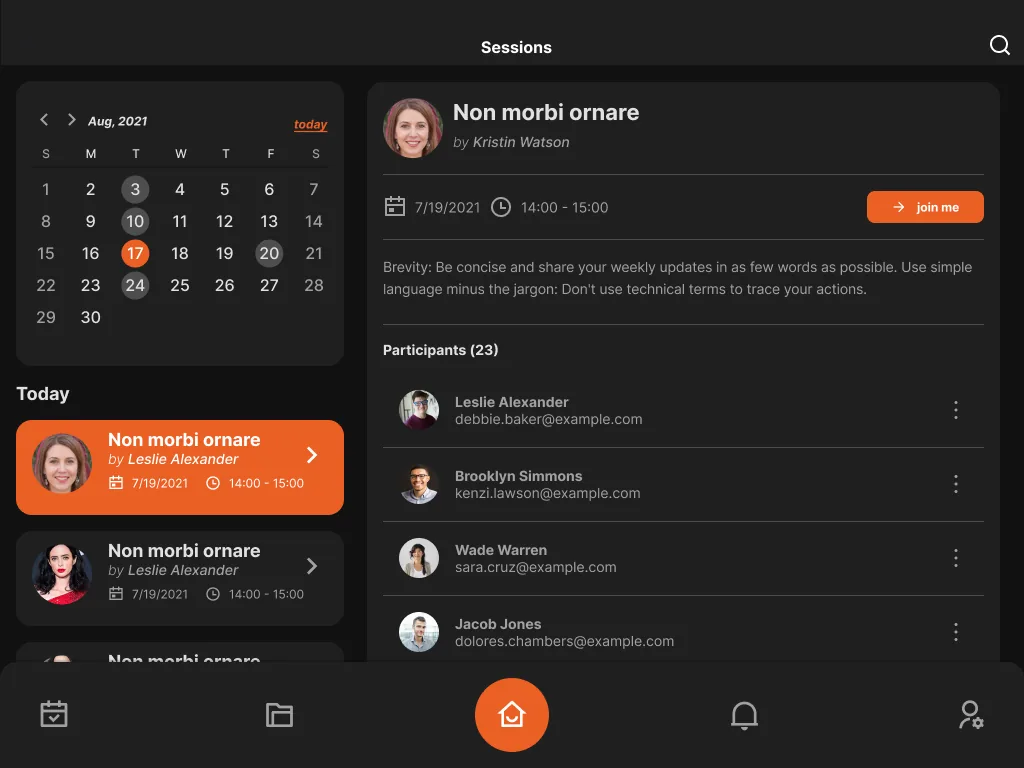 Calendar interface