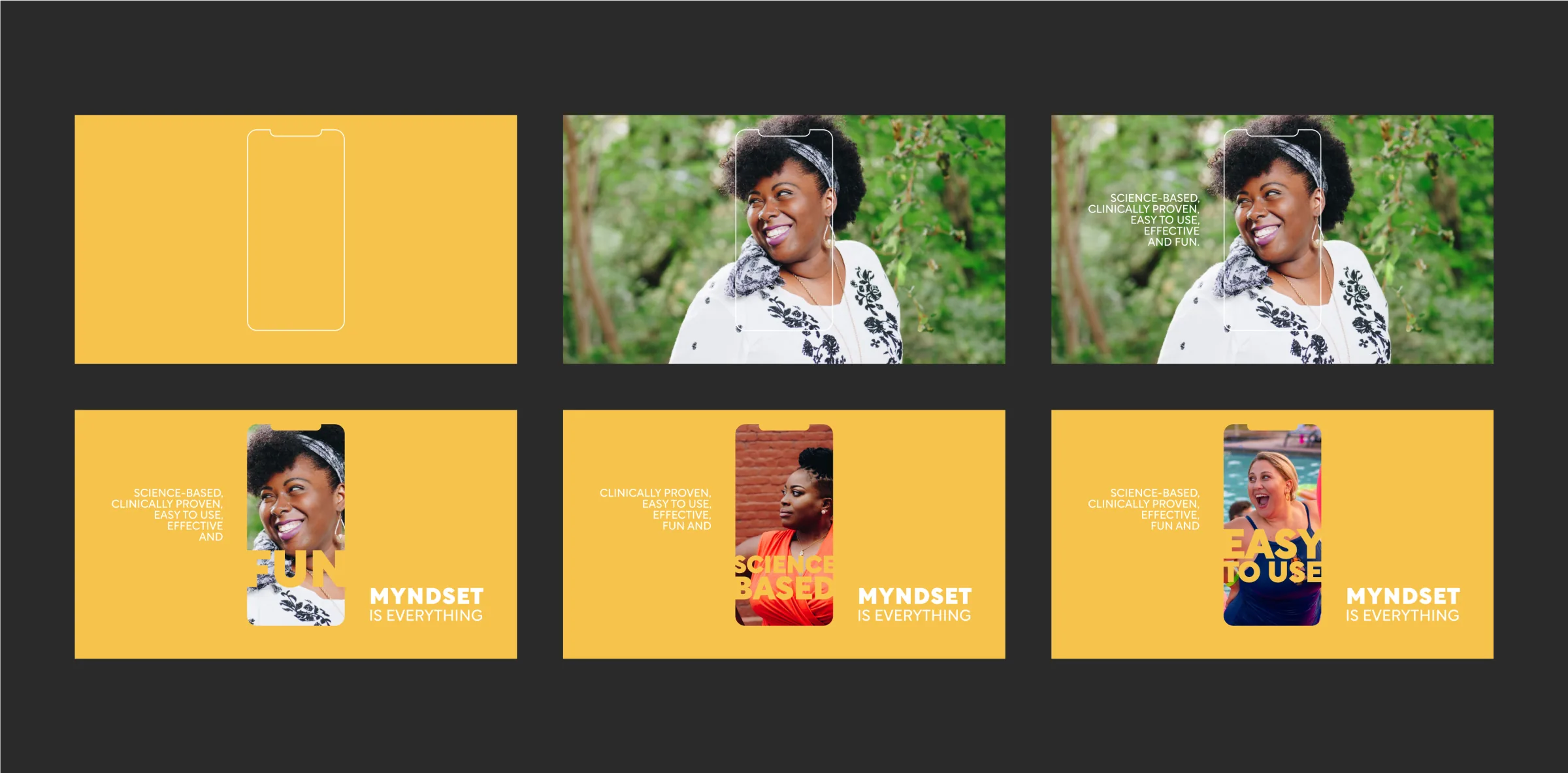Key screens of the Myndset crowdfunding website