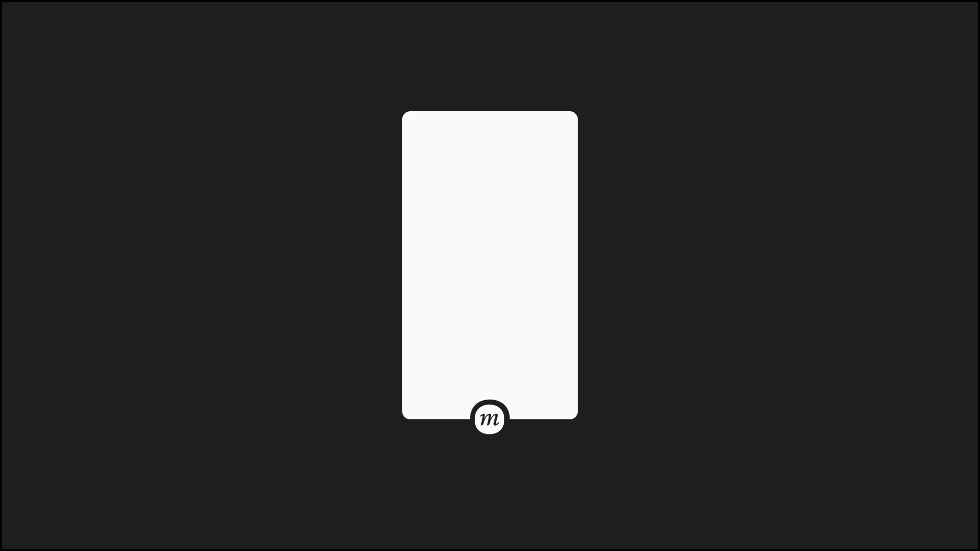 The frame: a white rectangle with the Moment symbol at the bottom